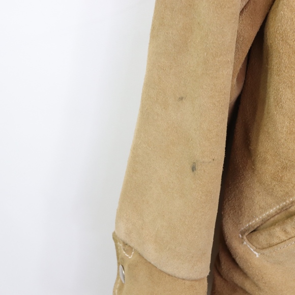 70s Sears Mens 40 Lined Suede Leather Jacket Tan - Picture 4 of 8